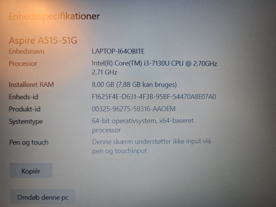 Acer Aspire 5, 2,7 GHz, 8 GB DDR4 GB