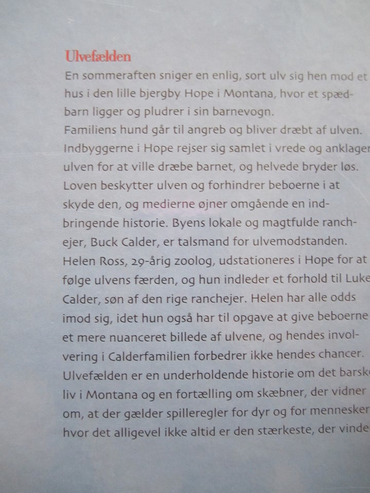 Ulvefælden Nicolas Evans genre: