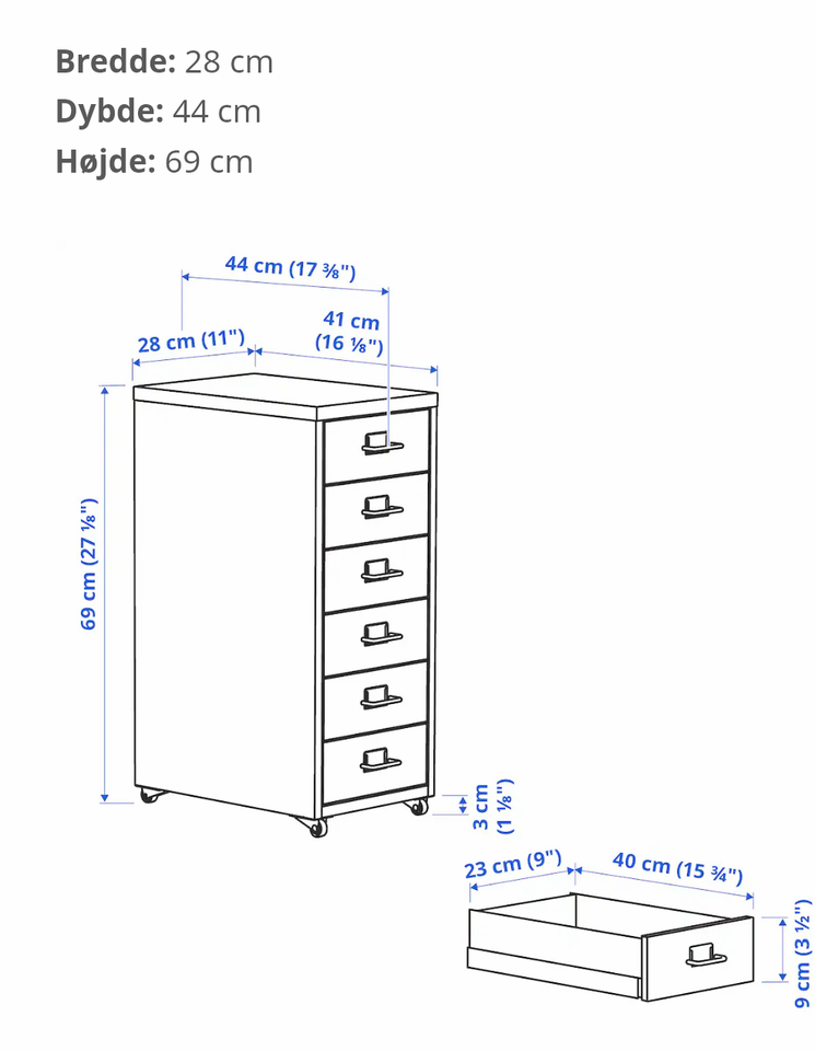 Kommode, metal, b: 28 d: 44 h: 69