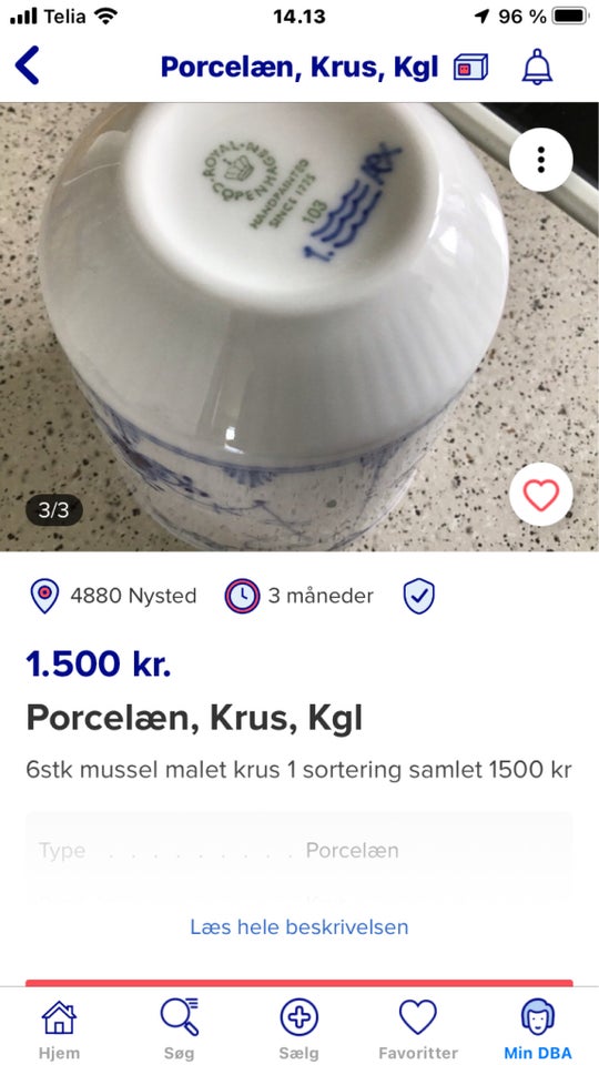 Porcelæn Krus Kgl muselmalet