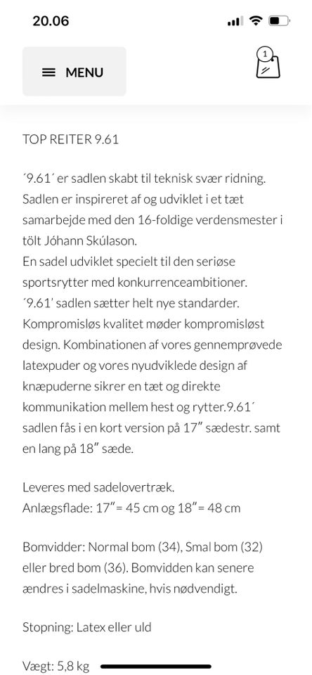 Topreiter 9.61 sadel islænder