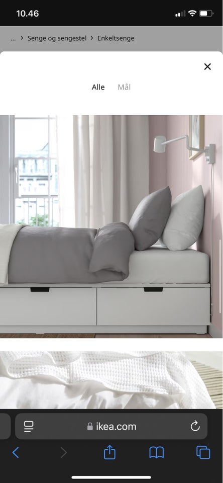 Enkeltseng, Ikea, b: 90 l: 202 h: 30