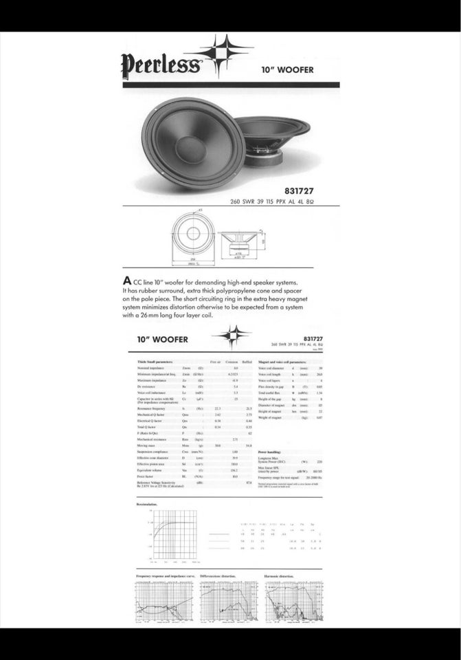 Højttaler, Peerless, 260 SWR 39 115