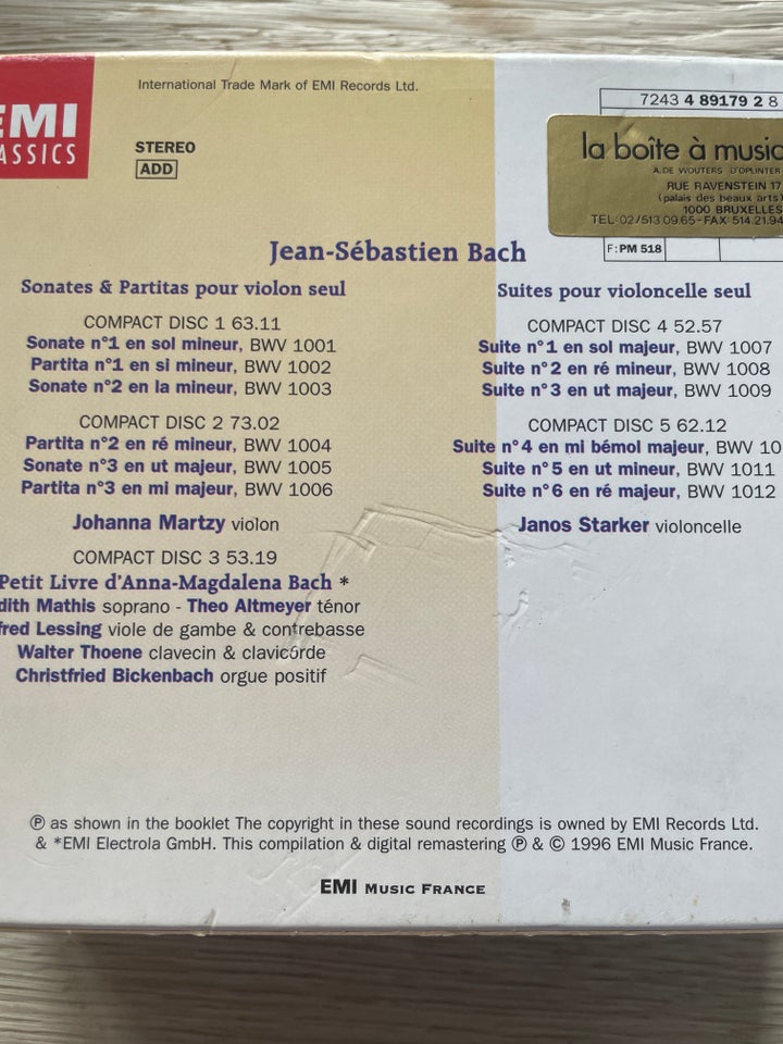 Bach: Sonates  partitas piur