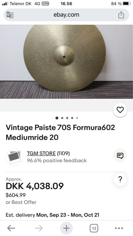 Bækken Paiste Formula 602