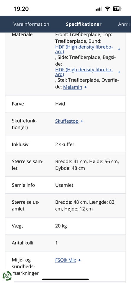 Kommode, andet materiale, b: 41 d: