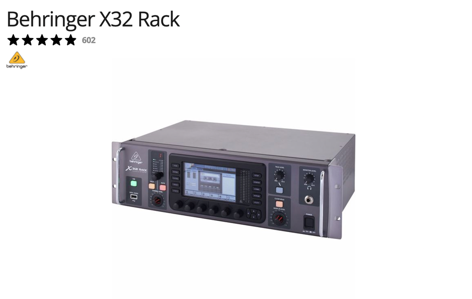 X32 rack mixer, Behringer