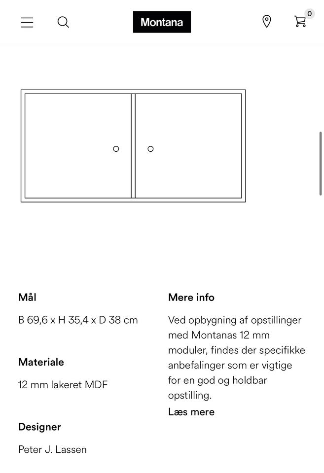 Anden reol, Montana, b: 69 d: 38 h: 35