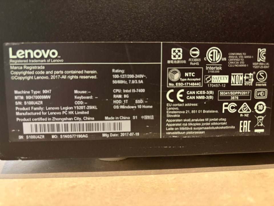 Lenovo Lenovo Legion Y520T