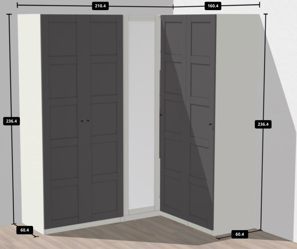 Garderobeskab, IKEA PAX, b: 210 d: