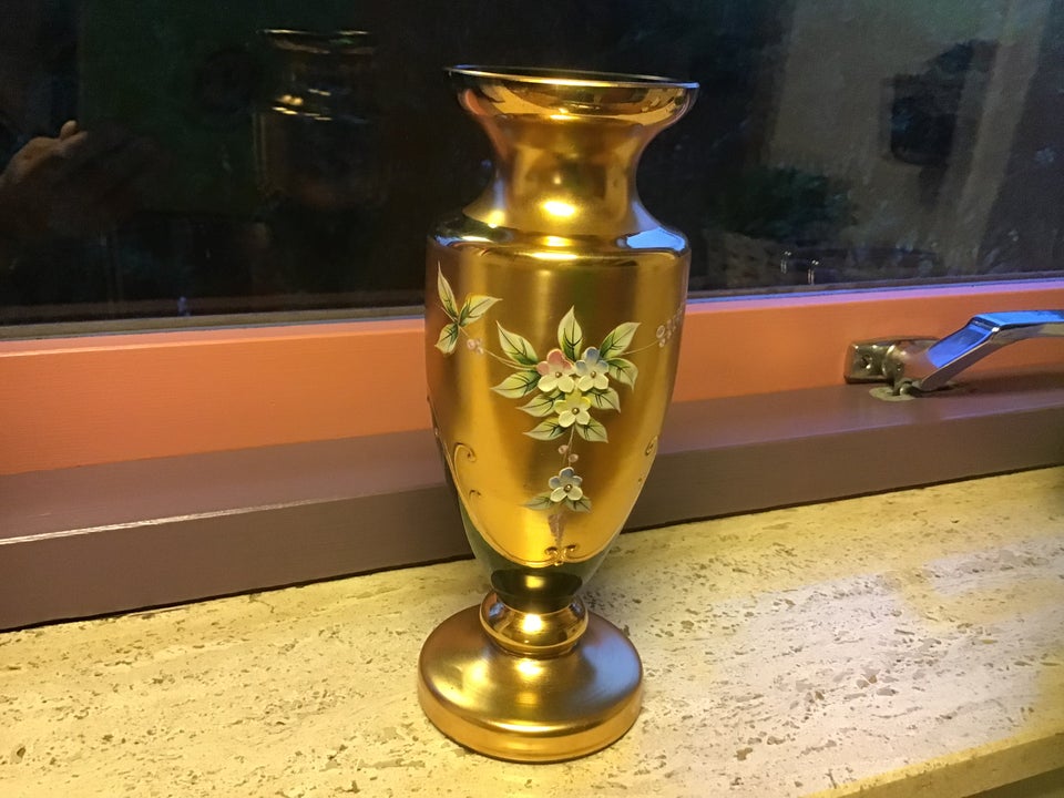 Grøn Glasvase Glas Vase med Guld