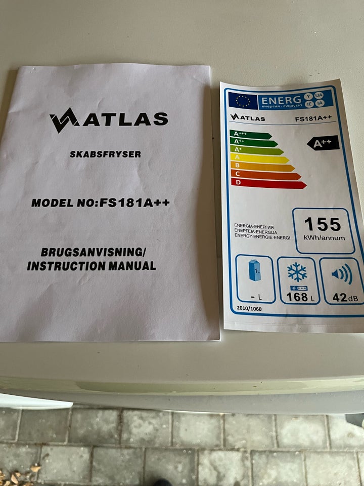 Fryseskab, Atlas FS181A++, 168