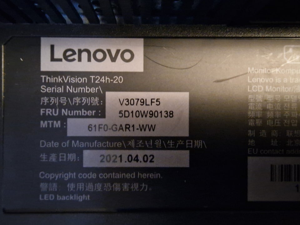 Lenovo, fladskærm, ThinkVision