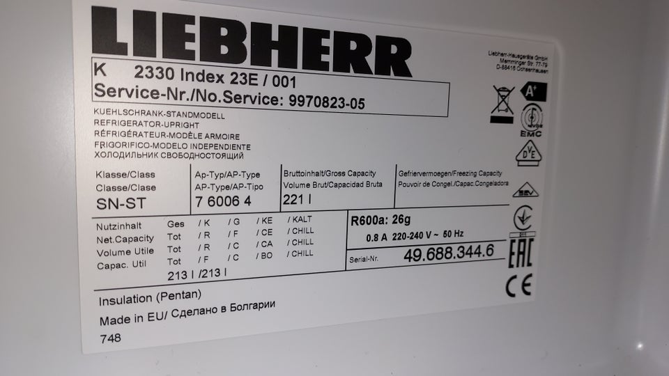 Andet køleskab, Liebherr Se