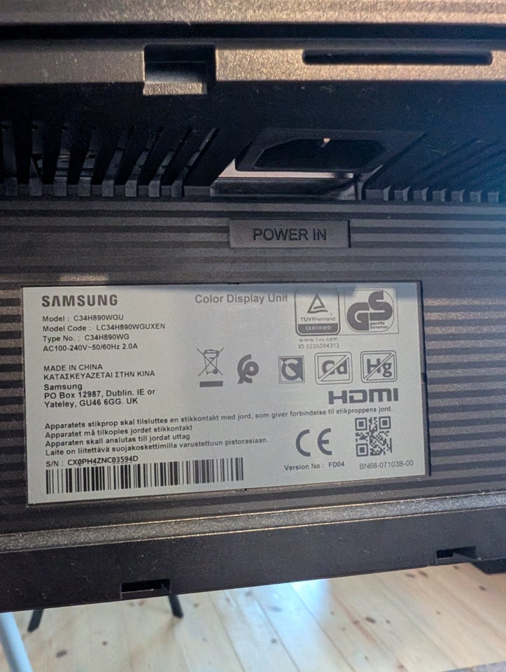 Samsung , C34H890WGU, 34 tommer