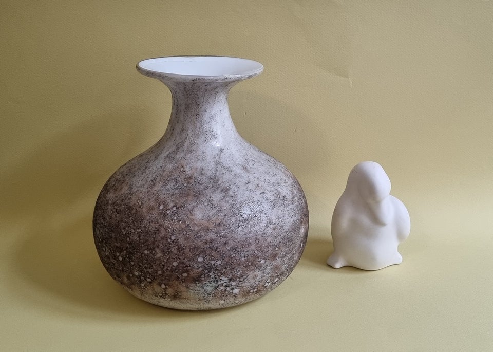 Glas Glas vase og keramik fugl