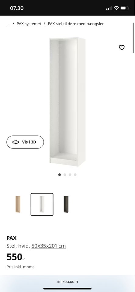 Andet skab, Ikea Pax, b: 50 d: 35 h: