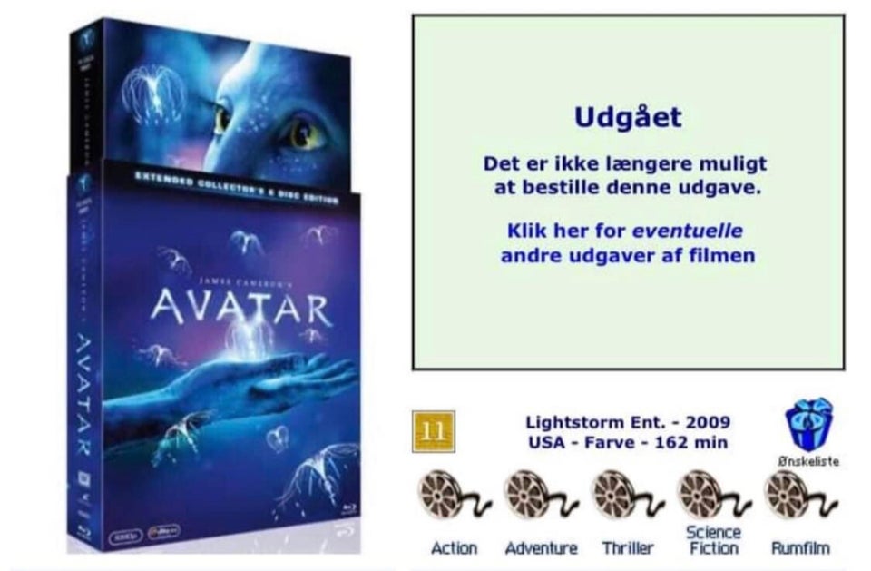 AVATAR - SPECIAL UDGAVE, Blu-ray,