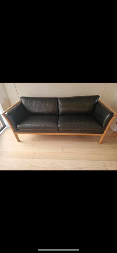 Sofa, læder, anden størrelse