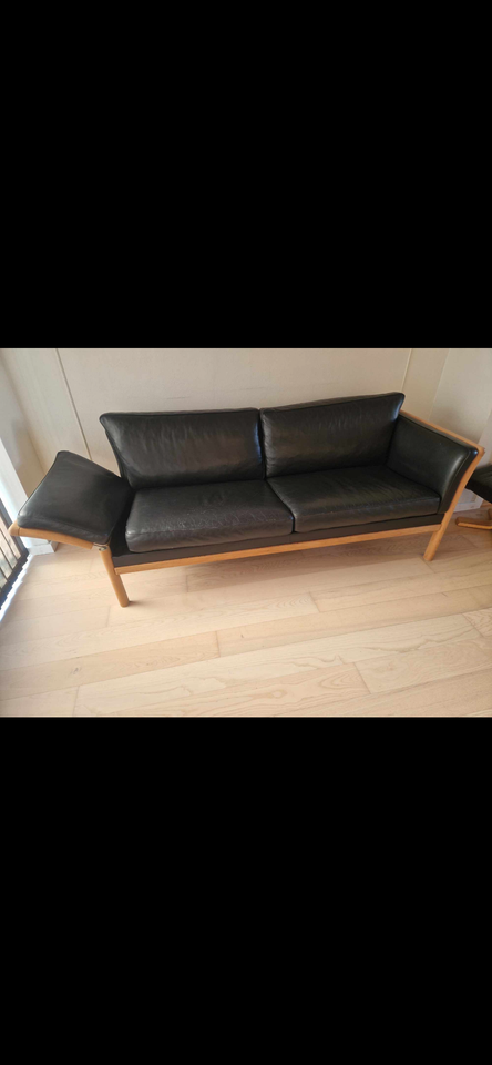 Sofa, læder, anden størrelse