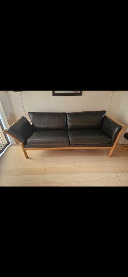 Sofa, læder, anden størrelse