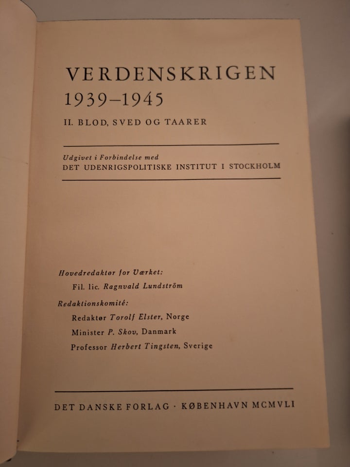 Verdenskrigen 1939 - 1945 emne: