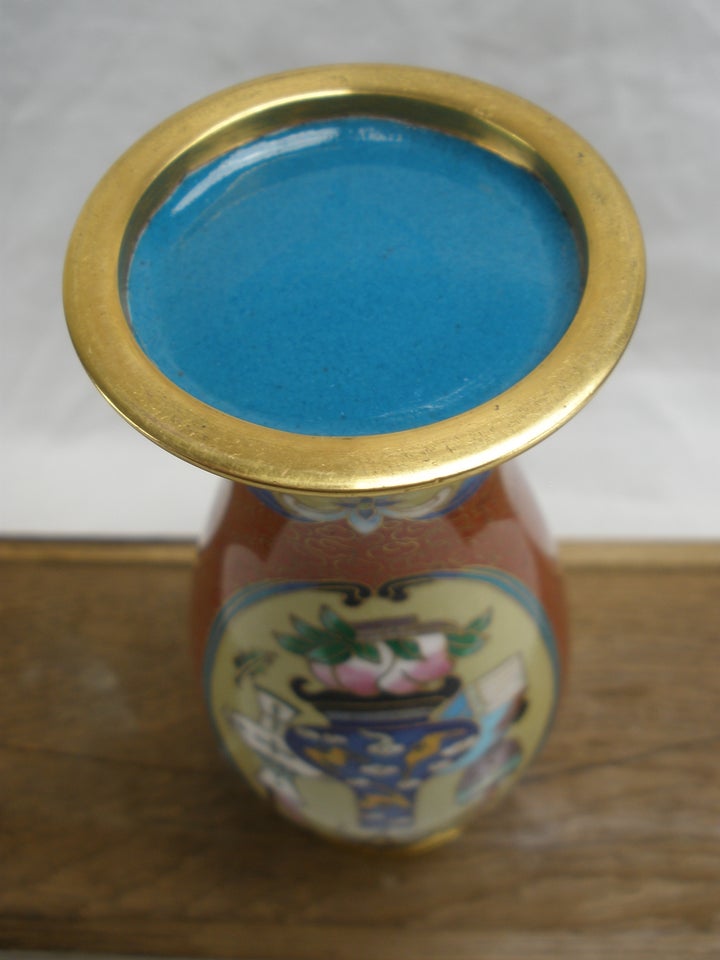 Cloisonne Vase Med Fugle 19 cm