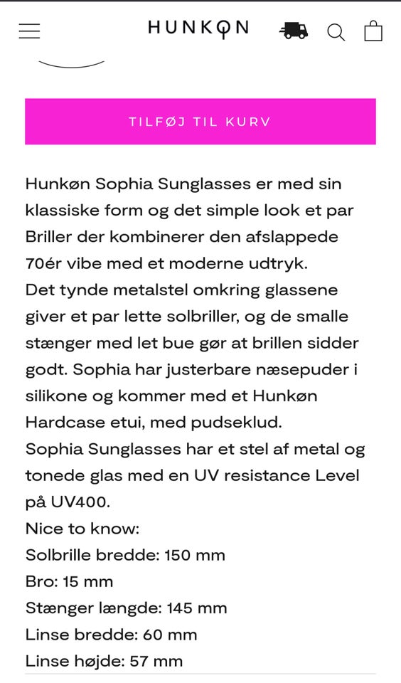 Solbriller dame, Hunkøn / Hunkon