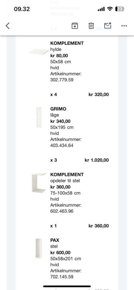 Klædeskab, Ikea pax, b: 150 d: 58 h: