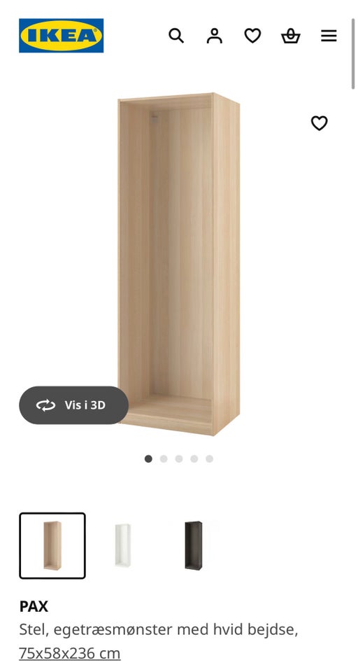 Klædeskab, Ikea, b: 75 d: 58 h: 236