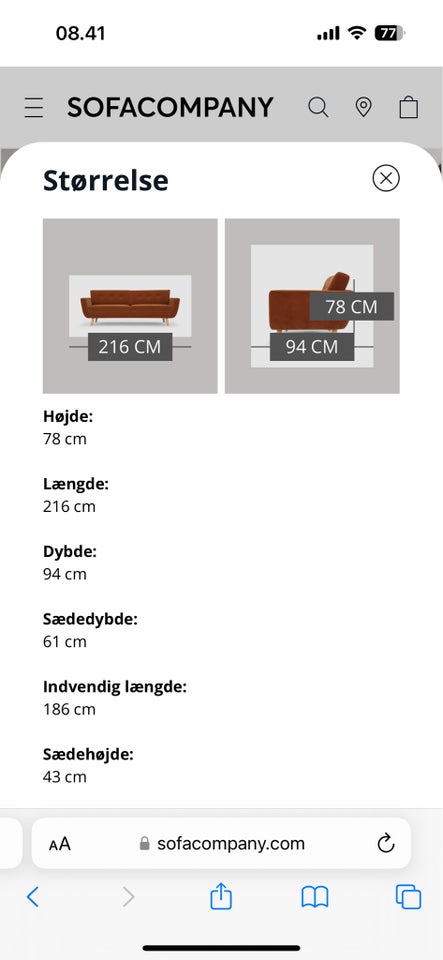 Sofa, polyester, 3 pers.