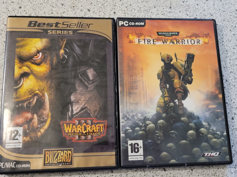 Warcraft 3 og Warhammer, til pc,