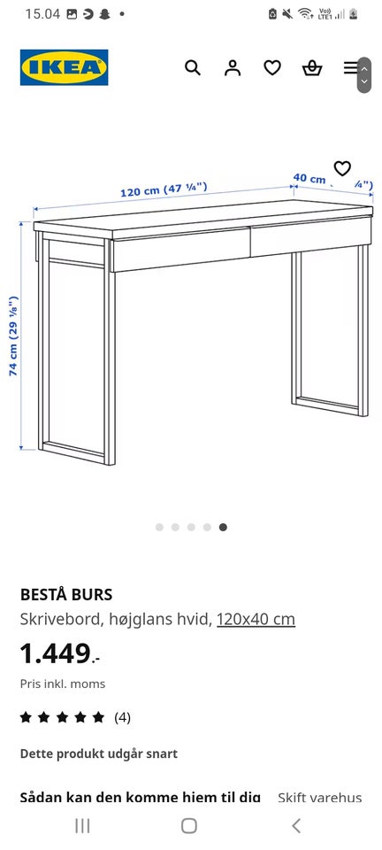 Skrive-/computerbord, Ikea, b: