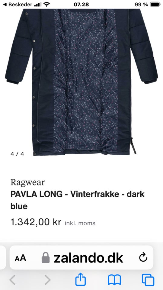 Dynejakke, str. 38, Zalando