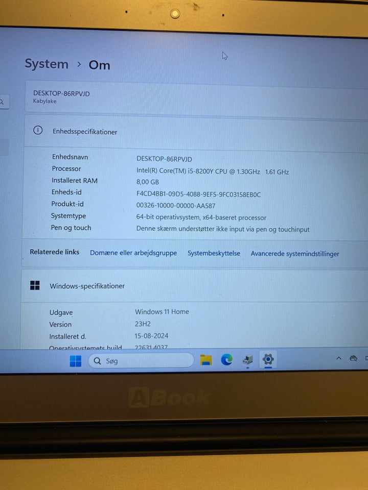 Andet mærke A book, 1.61 GHz, 8 GB ram