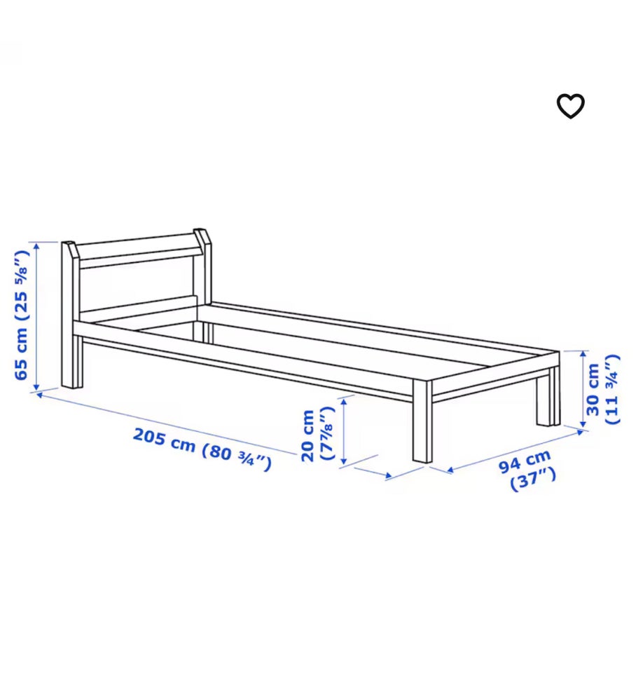 Enkeltseng, Ikea, b: 90 l: 200