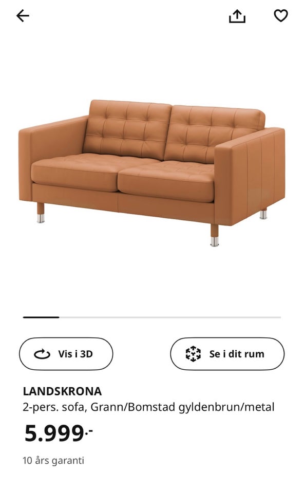 Sofa læderlook 2 pers