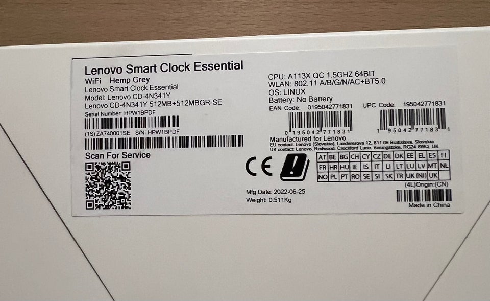 Vækkeur, Lenovo smart clock