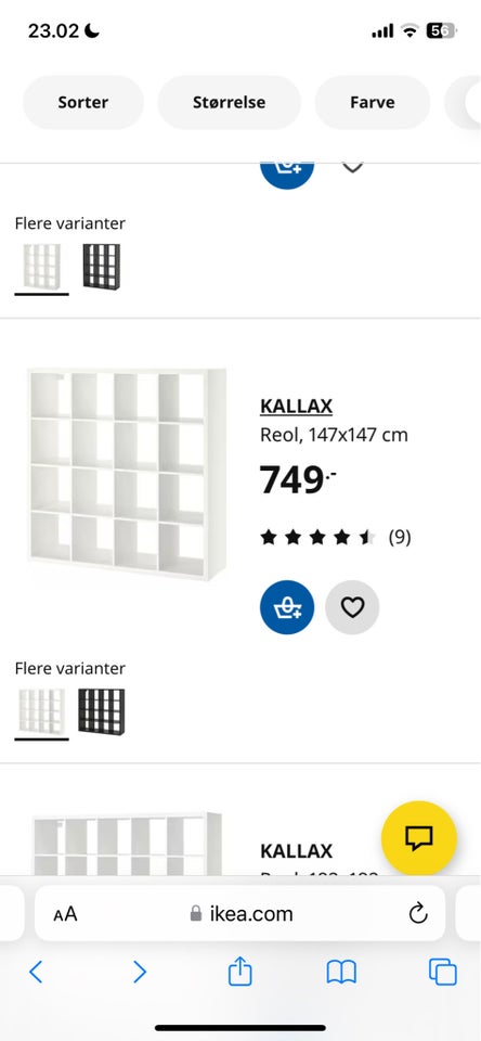 Kubikreol IKEA KALLAX b: 147 d: 40