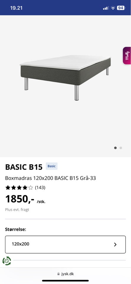 Boxmadras, b: 120 l: 200 h: 43