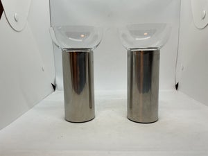 Rustfrit stål Lysestage med glas 