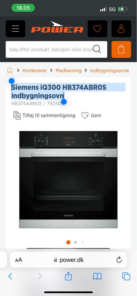 Indbygningsovn, Siemens IQ300