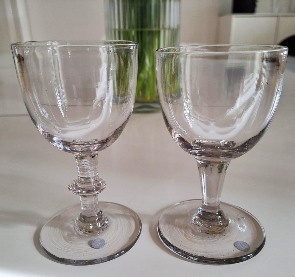 Glas 2 gamle danske viinglas 1853 -