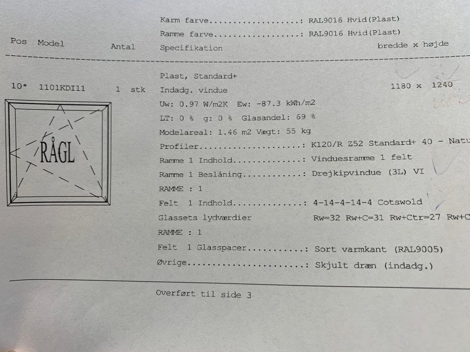 Sidebundhængt, plast, b: 118 h: 124