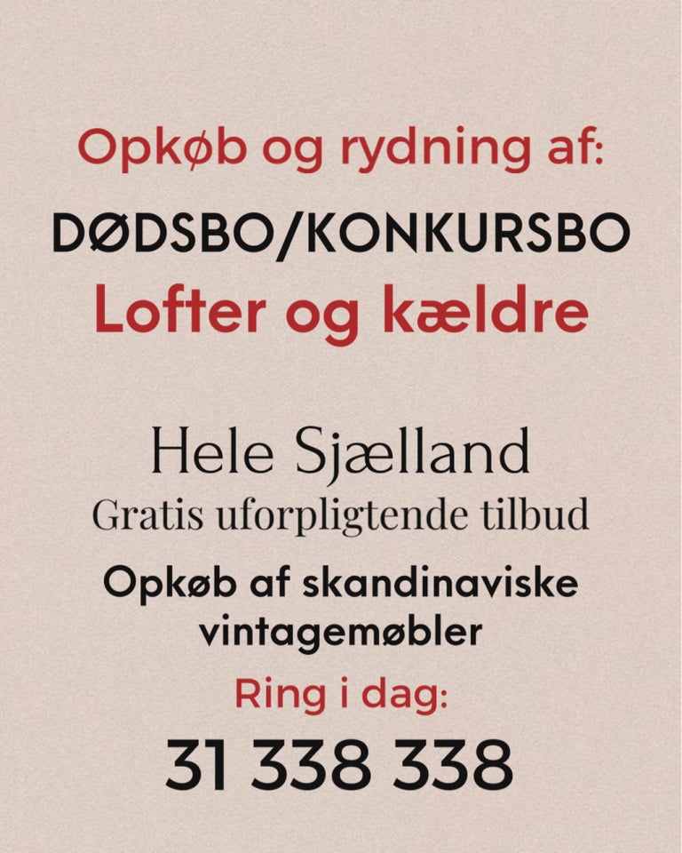 Dødsbo/rydning/konkurs/tømning