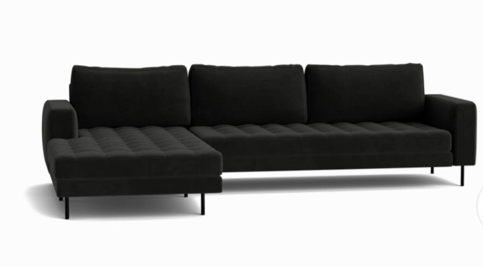 Hjørnesofa, velour, 5 pers.