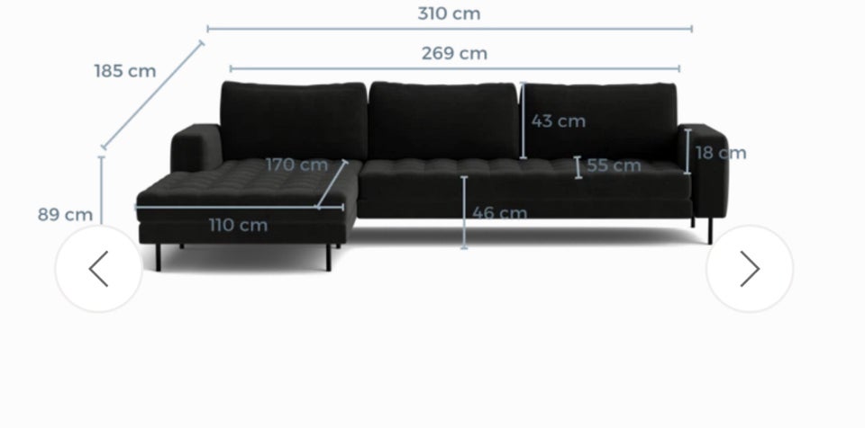 Hjørnesofa, velour, 5 pers.