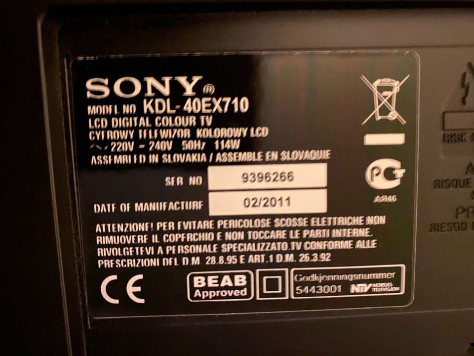 LCD, Sony, KDL-40EX710