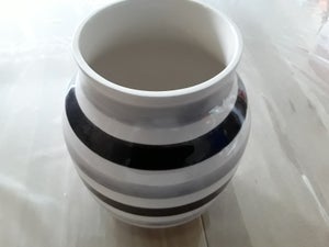 Vase 20 cm grå/sorte striber 