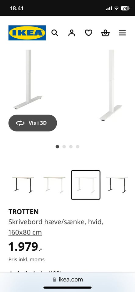 Skrive-/computerbord, Trotten,